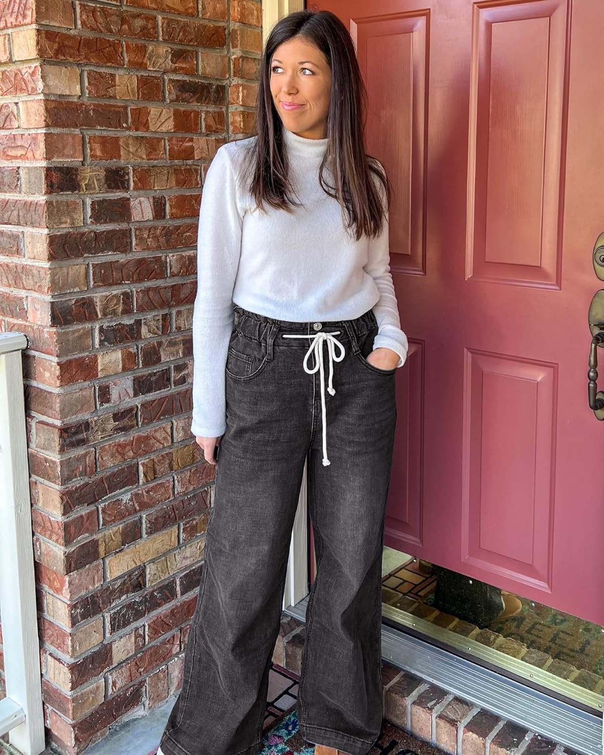 GRAPENT Wide Leg Jeans for Women Stretch High Wasited Elastic Waist Bell Bottom Baggy Y2K Pants | Amazon (US)