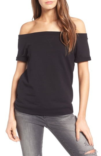Women's Treasure & Bond Off The Shoulder Sweatshirt, Size Medium - Black | Nordstrom