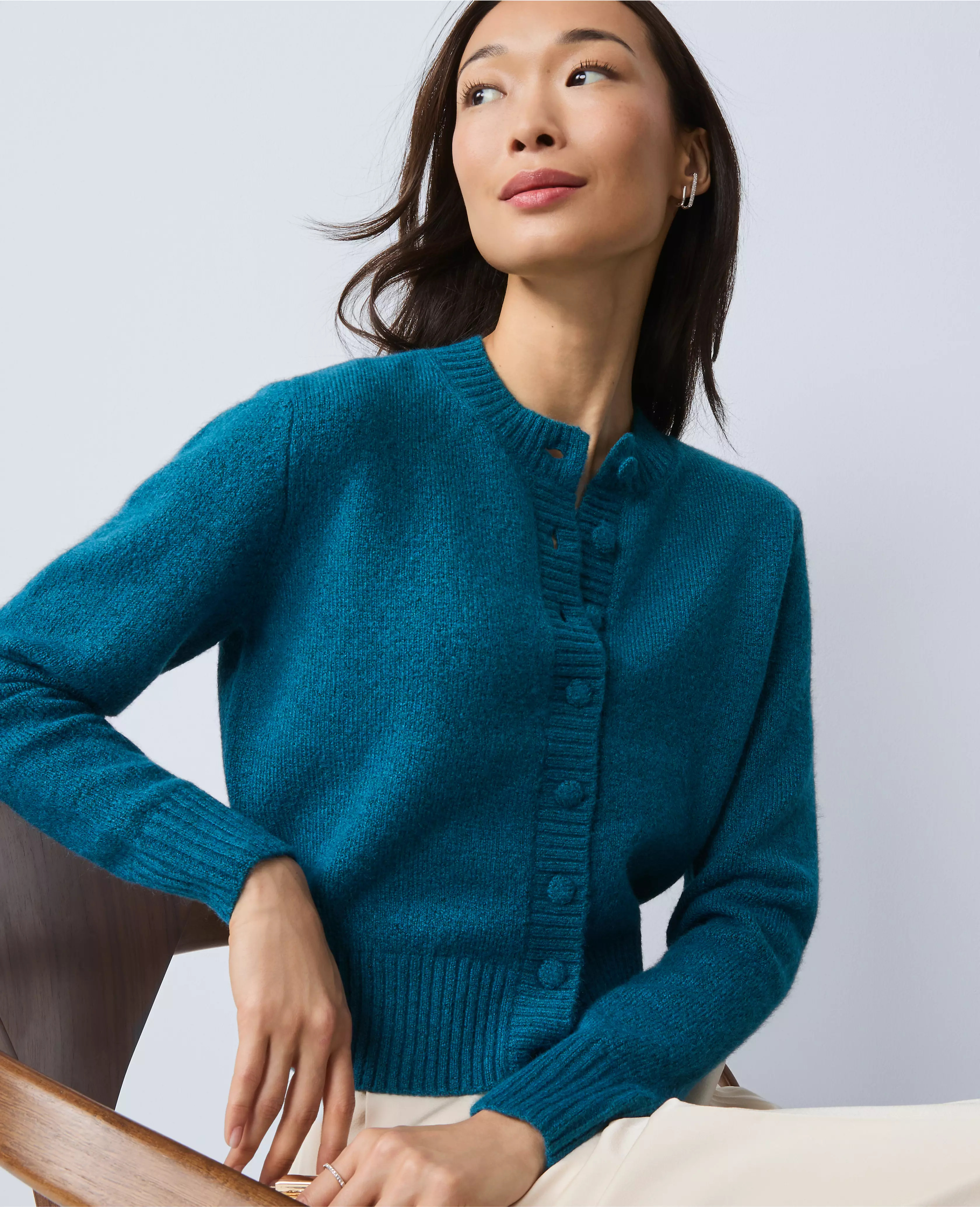 Cozy Crew Neck Cardigan | Ann Taylor