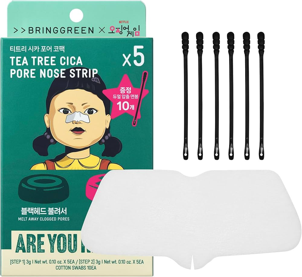 BRING GREEN X NETFLIX SUQID GAME Edition Tea Tree Cica Pore Nose Strip 5P | Amazon (US)
