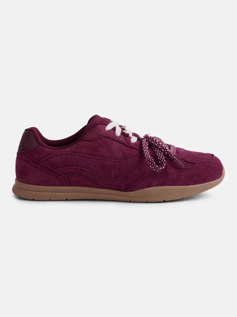 No Boundaries Women's Faux Suede Double Lace Sneakers | Walmart (US)
