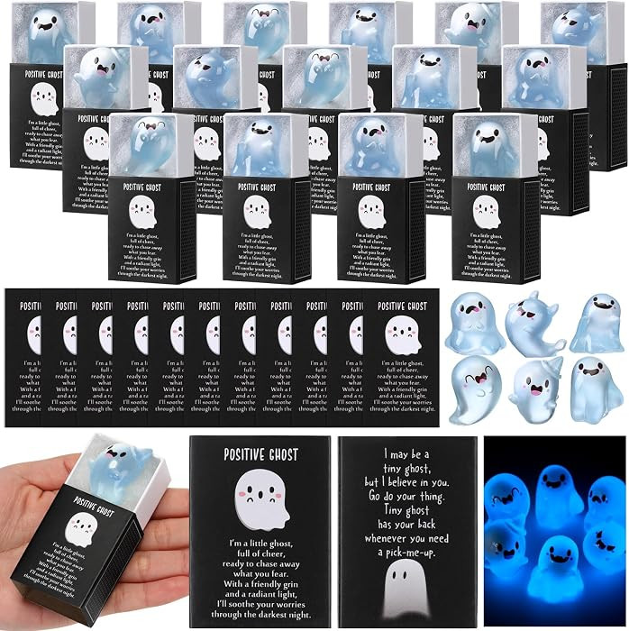 36 Sets Halloween Ghost Party Favors Glow in The Dark Gift Resin Spirit Figures with Boxes and Po... | Amazon (US)
