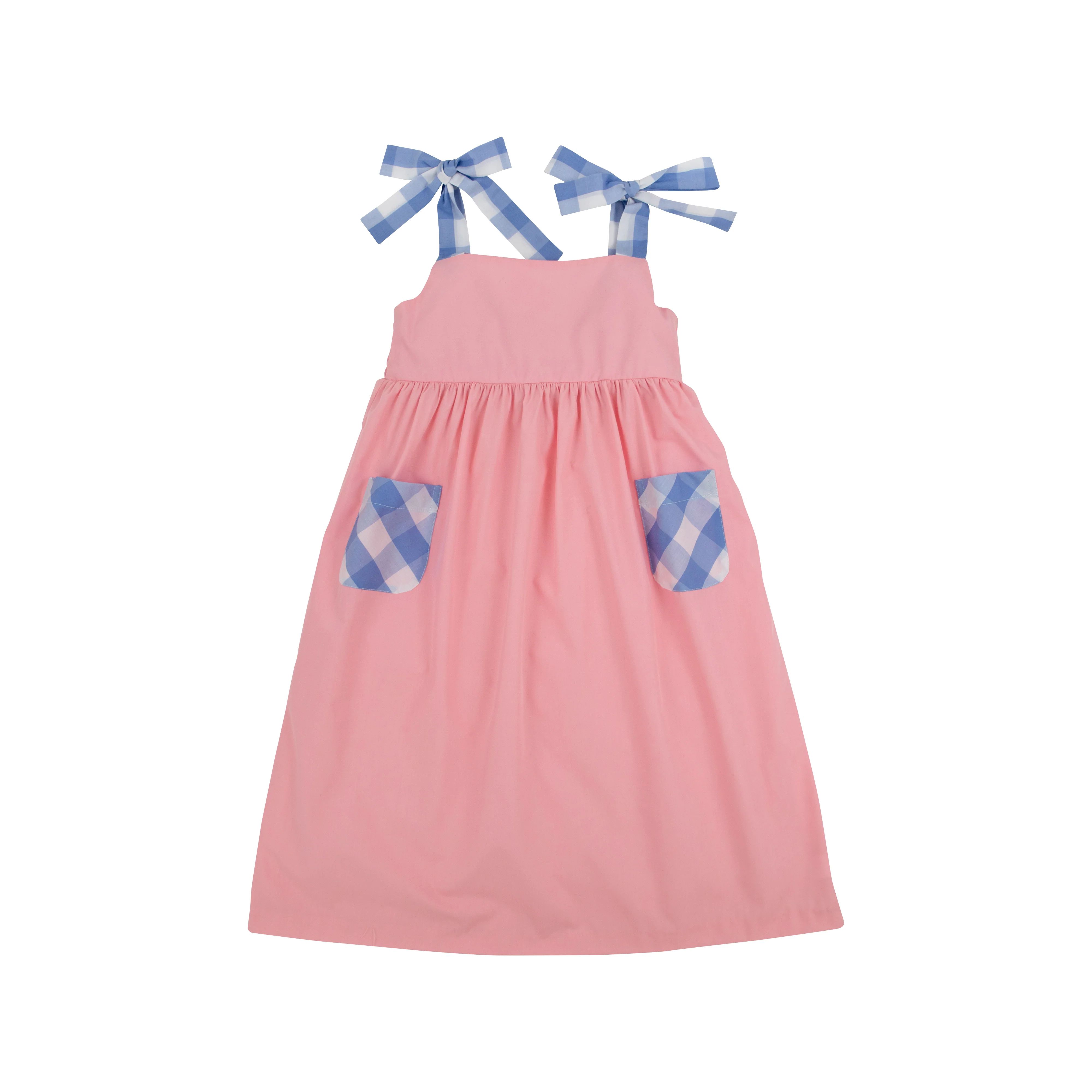 Macie Midi Dress - Sandpearl Pink with Park City Periwinkle Check | The Beaufort Bonnet Company