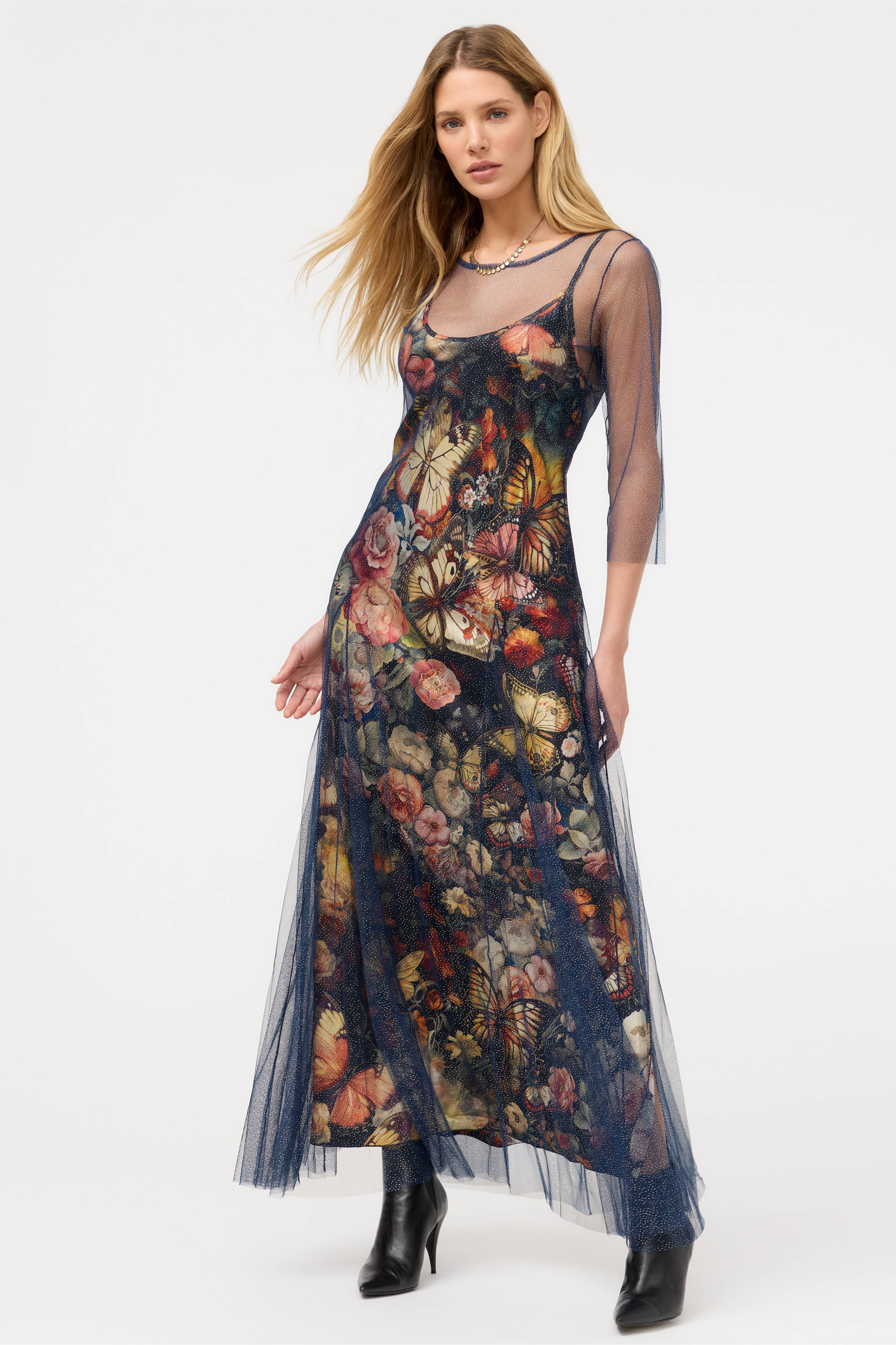 SILVER FOIL MESH DRESS
                                
                                    
    ... | Johnny Was