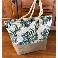 Palm Leaf Tote Bag, Personalized Monogram Floral Canvas Birthday Gift, Bridesmaid Gift | Etsy (US)