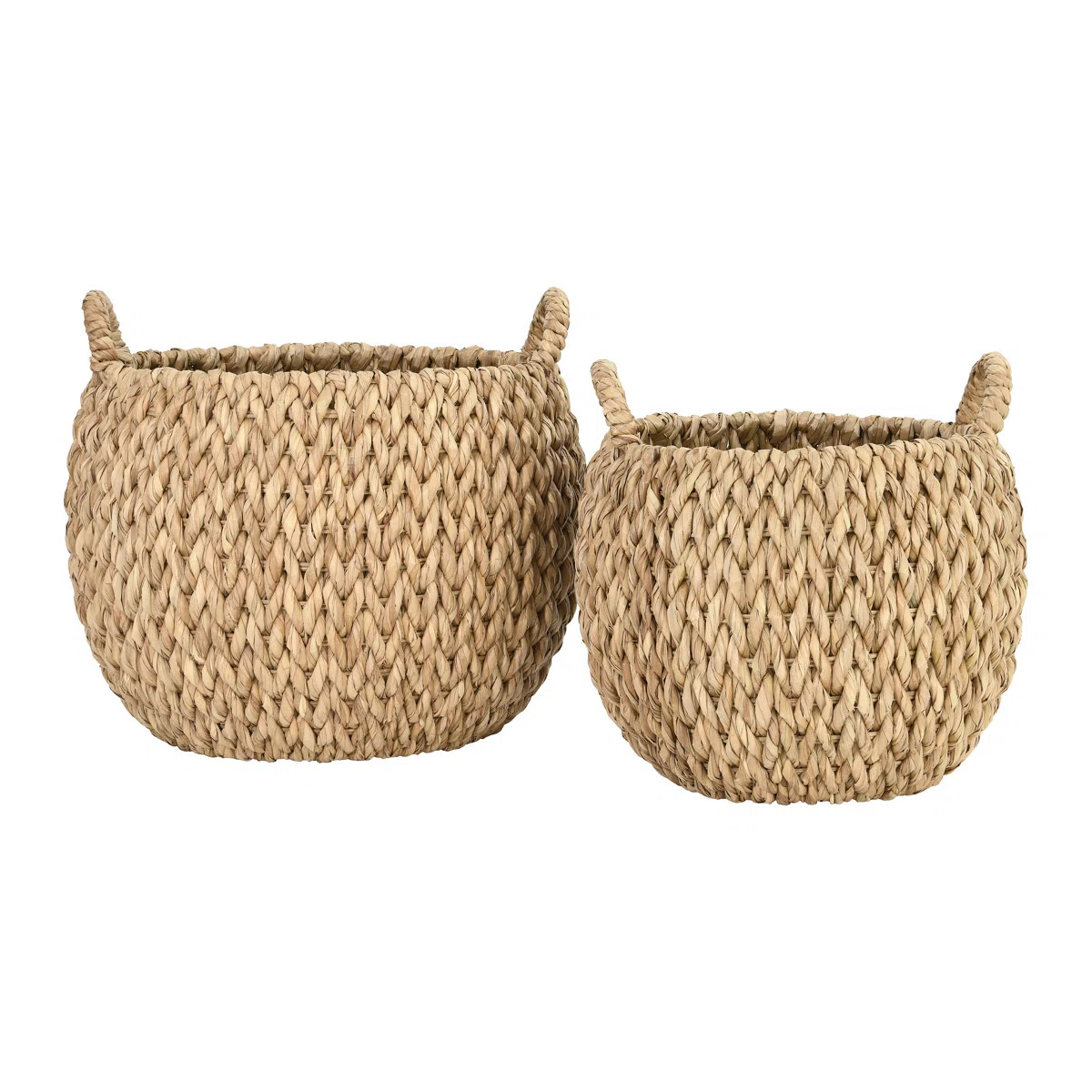 Round Hand-woven Water Hyacinth Basket Storage with Handles | Wayfair North America