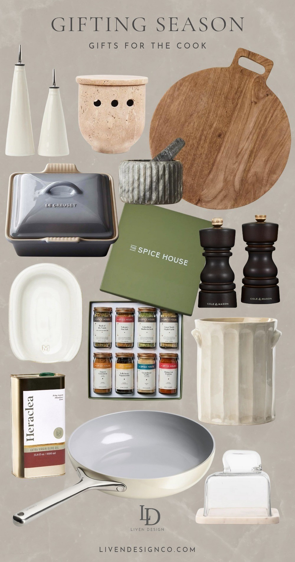 Gift for the cook. Gift for her. Gift for him. Christmas gift. Bakeware. Kitchen decor. Apron. Pie dish. Measuring spoons. Cake stand. Caraway. Oil cruet. Cutting board. Spoon rest. Pepper grinder. Gourmet spices. Cookware. #Christmasgifts #giftguide #holidayshopping #giftsforwomen 

#LTKHoliday #LTKHome #LTKGiftGuide