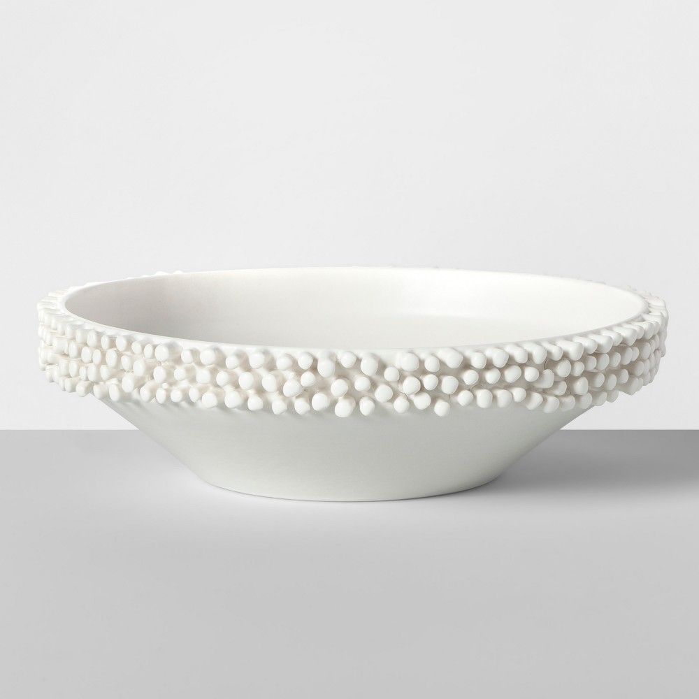 10.5"" x 2.9"" Porcelain Tufted Bowl White - Opalhouse | Target