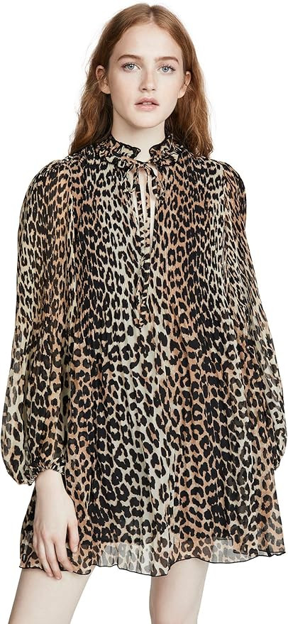 Ganni Women's Pleated Georgette Dress | Amazon (US)