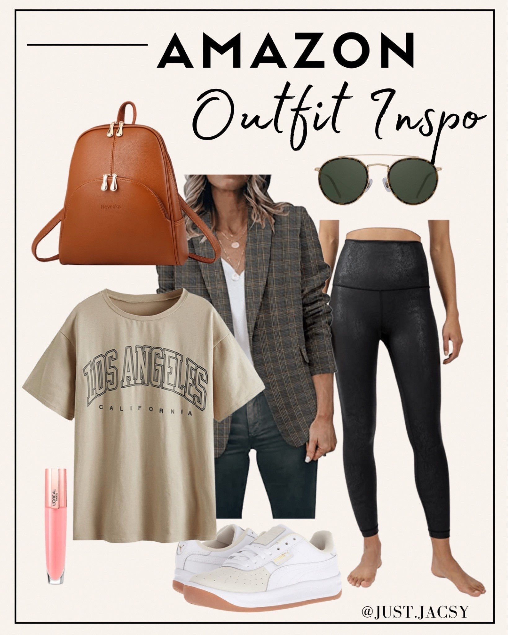 Amazon outfit inspo for Fall

Found it on amazon, amazon fashion, fall style, oversized plaid blazer, spanx leggings, spanx dupe, black leggings, oversized graphic tee shirt, sunglasses, puma sneakers, white sneakers, fall outfit 

#LTKSeasonal #LTKStyleTip