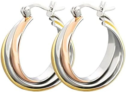 JSEA Stainless Steel Crisscross Hoop Earrings for Sensitive Ears Women | Amazon (US)