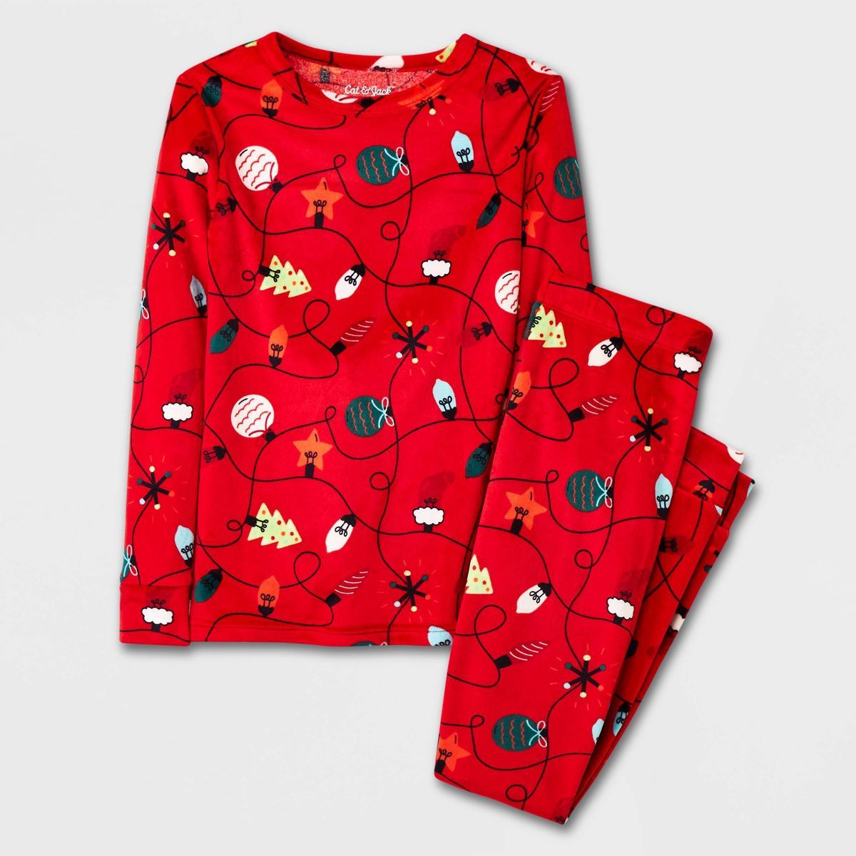 Kids' 2pc Christmas Snuggly Soft Pajama Set - Cat & Jack™ Red | Target
