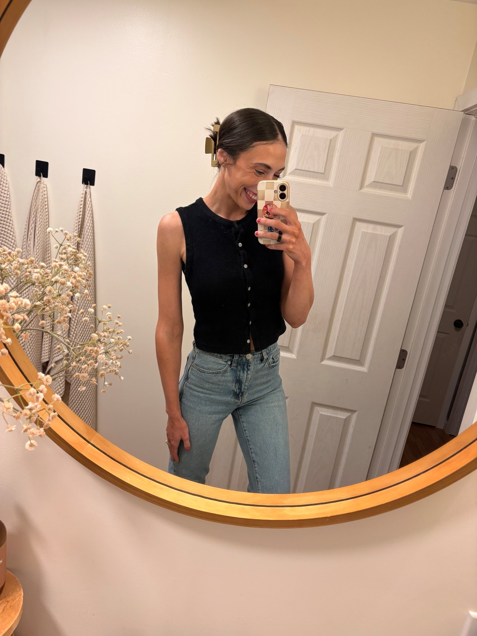 Madewell sale alert!! The cutest sweater tank for spring & summer is marked down like crazy! I wore this 24/7 last summer and already wearing it so much for spring!! So easy to style, elevated and comfy for errands! 🖤

#LTKSaleAlert #LTKootd #LTKmomlife