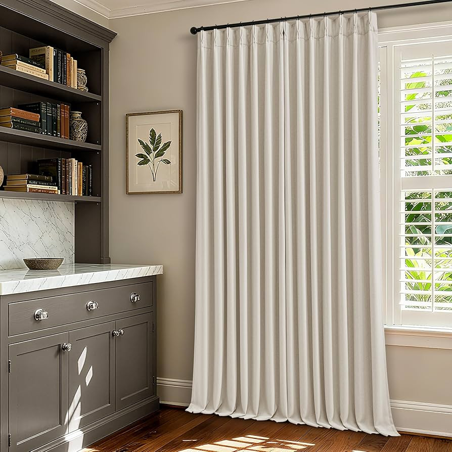Extra Wide Blackout Curtains 70 x 108 Inches Long for Bedroom Living Room Neutral Farmhouse Pinch... | Amazon (US)