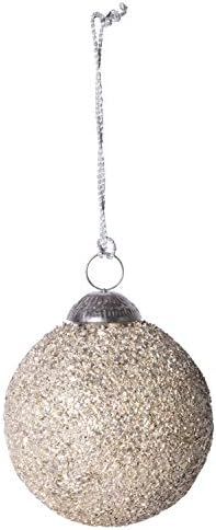 Creative Co-Op Ball Mica Flakes Glass Ornament, Antique Silver | Amazon (US)