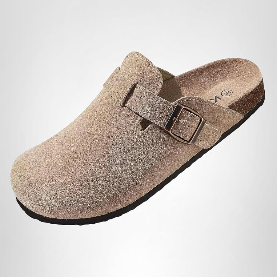 KIDMI Genuine Suede Clogs for Women Cork Footbed Sandals Leather Mules Potato Shoes with Arch Sup... | Amazon (US)