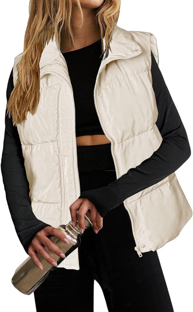 Women Puffer Vest Stand Collar Sleeveless Padded Jacket Coat Winter Warm Zip Up Quilted Padded Ou... | Amazon (US)