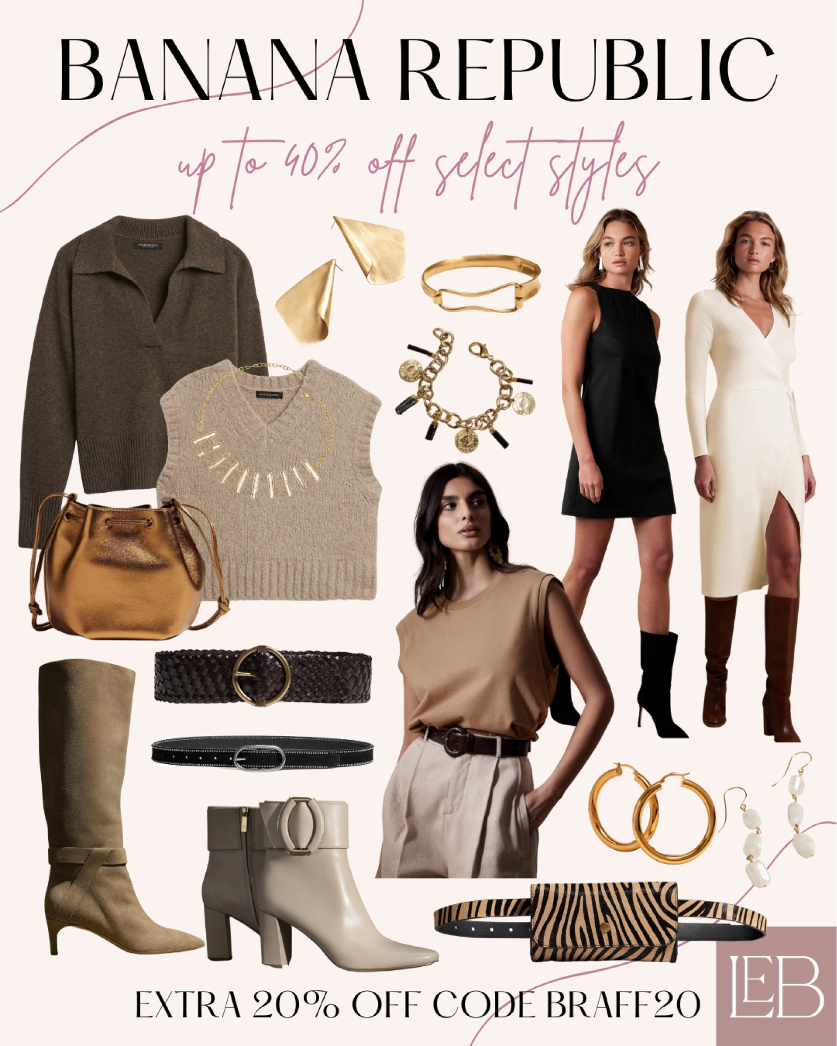Up to 40% off select styles at Banana Republic!

Sweaters, vests, dresses, bags, earrings, belts, jewelry, boots, Fanny pack, belt bag, for her, women’s fashion. 

#LTKFind #LTKstyletip #LTKsalealert