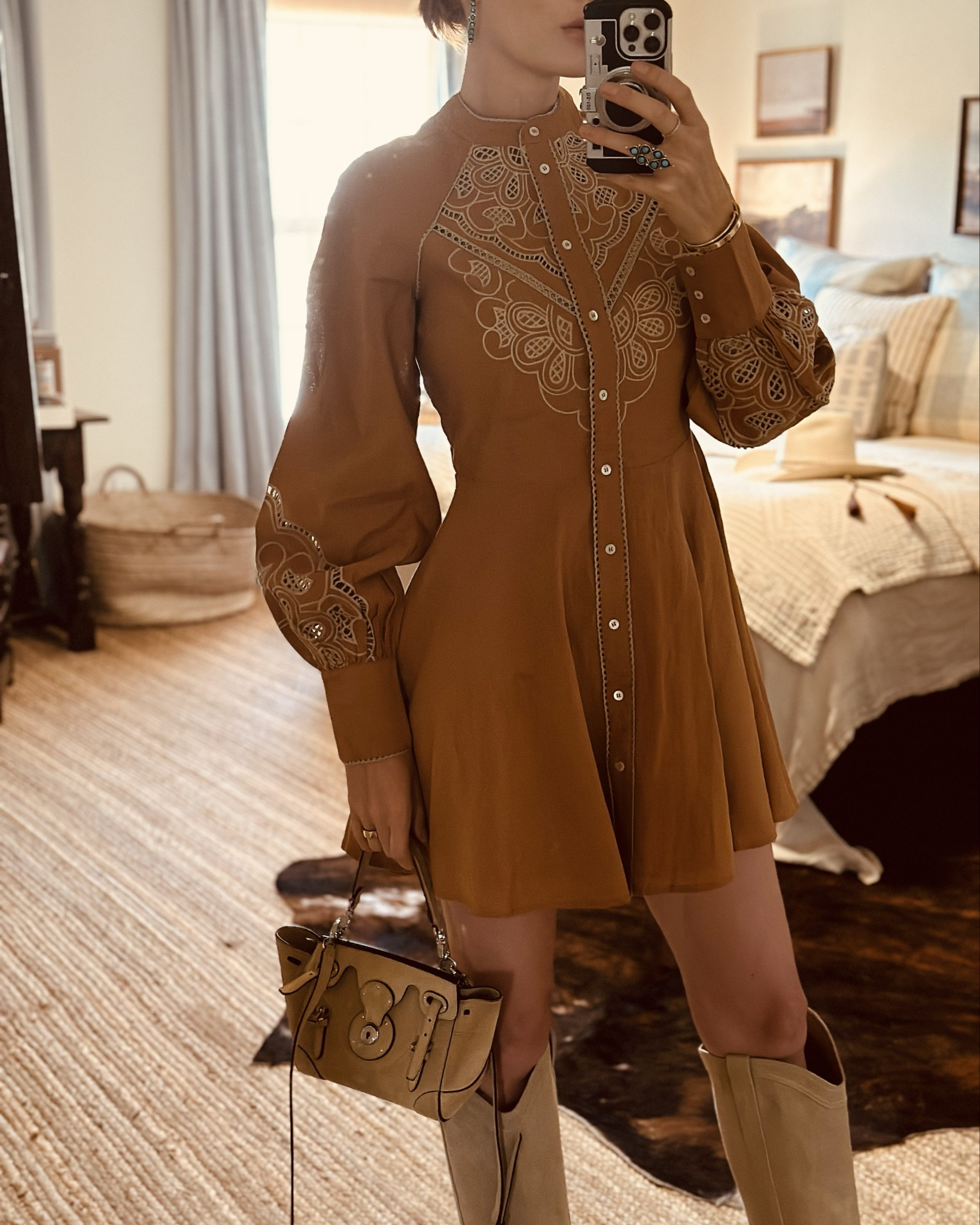 New dress! And this one is very inspired by my camel western top and skirt but is at a MUCH more approachable price point.
I’m wearing a 34; my bust is 36 for reference and the fit is generous with a circle skirt. 
Yea for great finds!
This is a classic and the linen material makes it seasonless.
And for those actually on a ranch, it doesn’t show dirt 😜

#LTKTravel #LTKU #LTKOver40