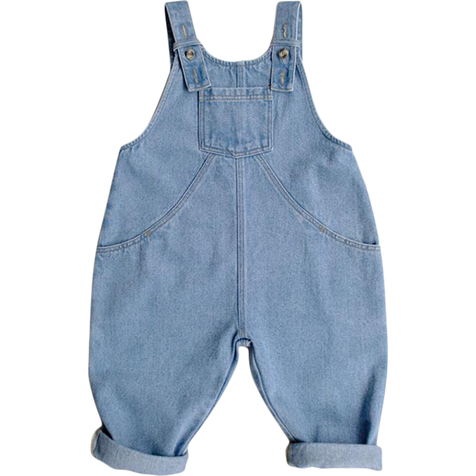 The Oversized Denim Dungaree, Light Denim | Maisonette