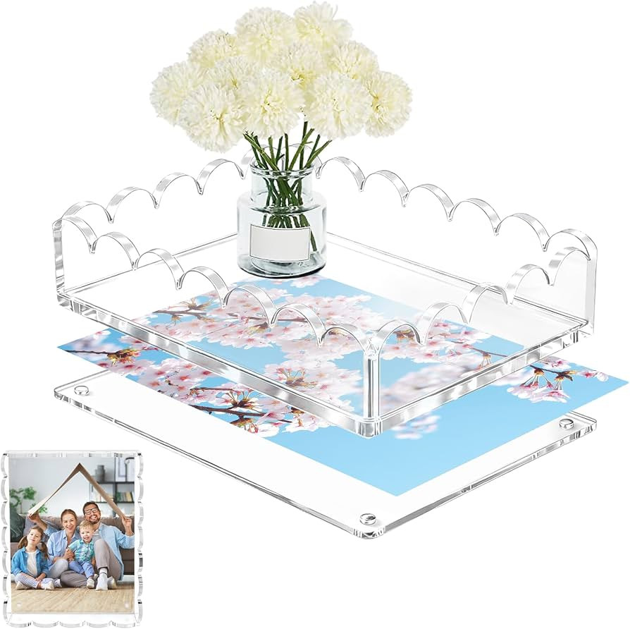 Acrylic Trays for Display, Acrylic Tray with Insert, Customizable Photo Display Tray for Home Dec... | Amazon (US)