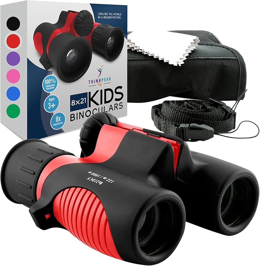 THINKPEAK 8x21 Binoculars for Kids 8-12, Birthday Gifts for Boys and Girls, Red | Amazon (US)