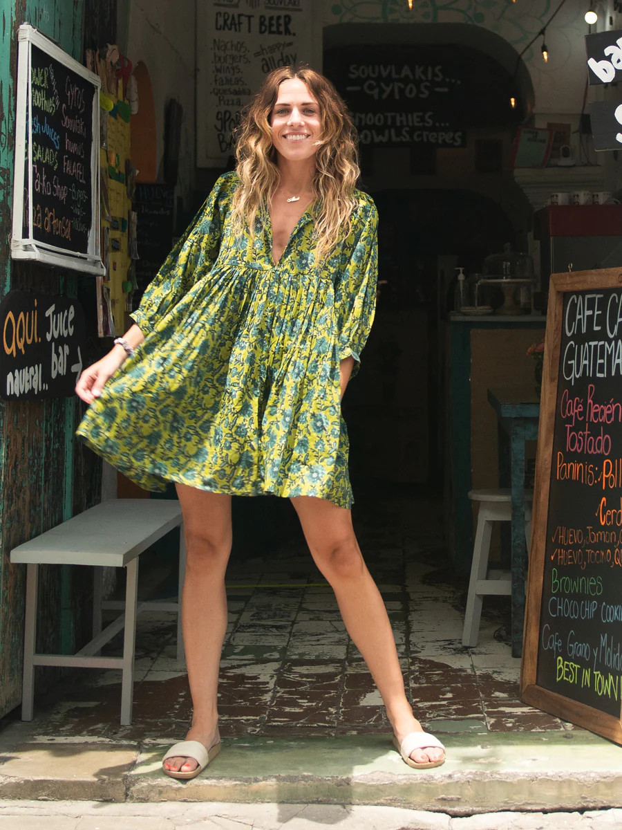 Aimee Mini Tunic Dress - Blue Green Floral | Natural Life