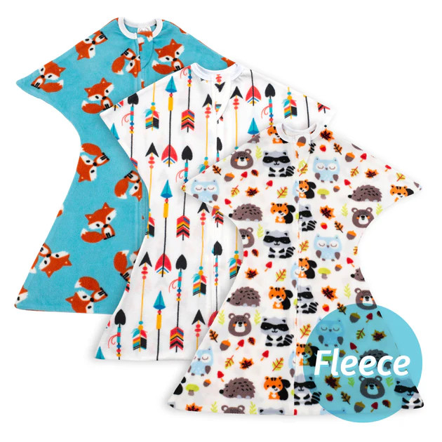Woodland Warmth Zipadee-Zip Swaddle Transition - Fleece, Bundle of 3 | Sleeping Baby