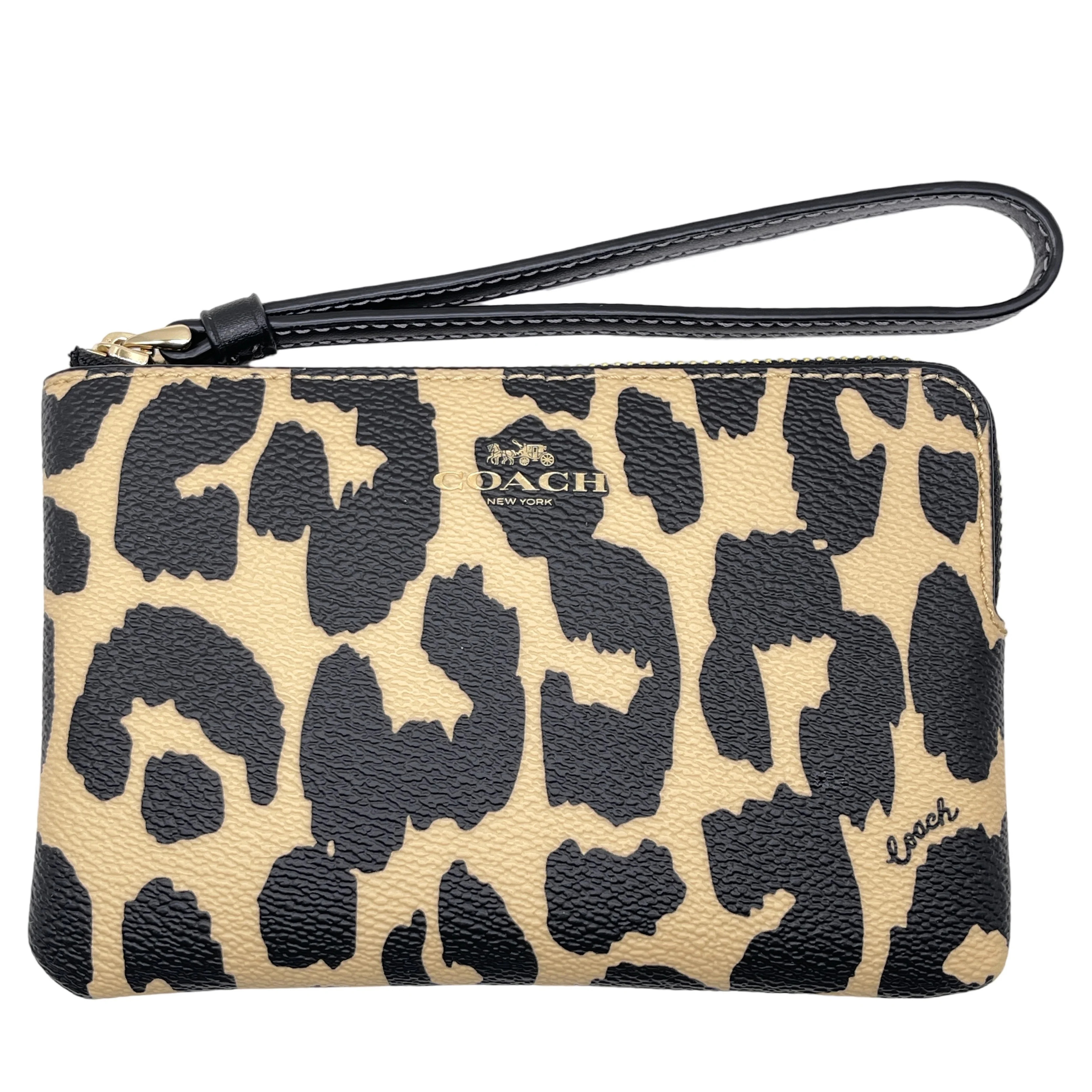 Coach Women's Small Corner Zip Wristlet with Leopard Print (Leopard Multi) | Walmart (US)