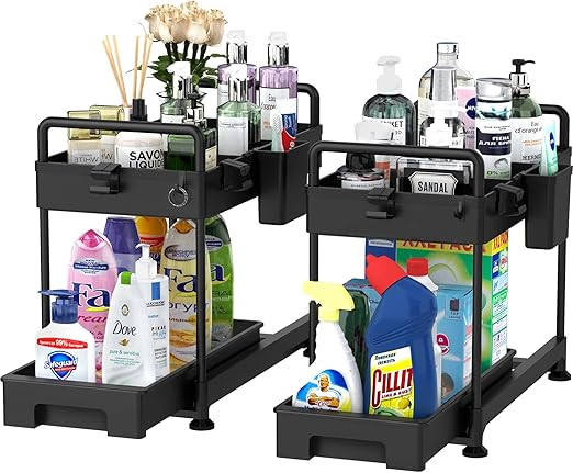 SOLEJAZZ 2-Tier Under Sink Organizer, Sliding Under Bathroom Cabinet Storage Drawer Organizer wit... | Amazon (US)