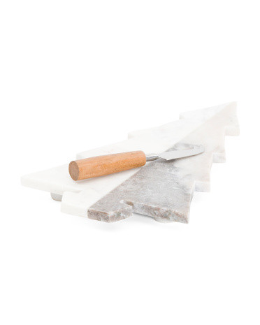 16x9 Xmas Marble Serve Board With Knife | TJ Maxx