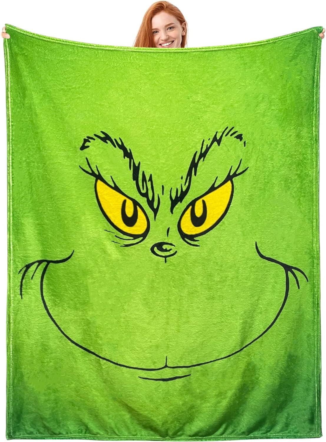 QuiltBL Christmas Fleece Blankets Personalized Bed-Throw Grinchy Blankets Funny Face Colorful Bed... | Amazon (US)
