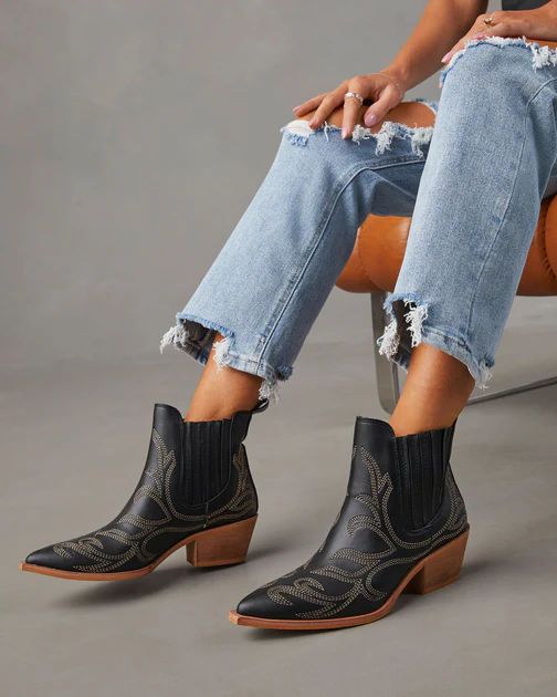 Tisa Western Ankle Booties - Black | VICI Collection