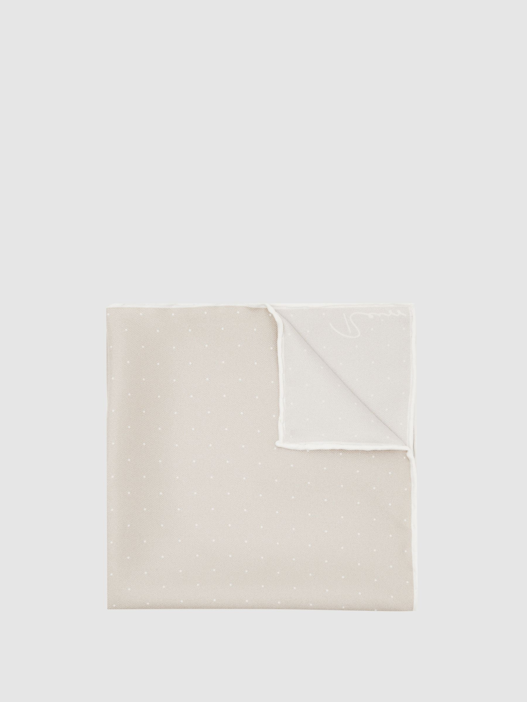 Reiss Silk Polka Dot Pocket Square in Champagne - REISS | Reiss UK