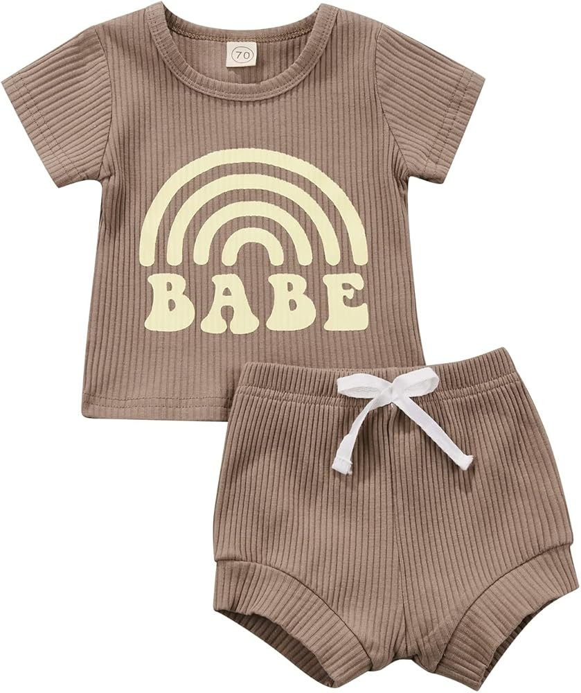 Baby Boy Summer Clothes Here Comes The Sun T-Shirts Tops Elastic Waist Shorts Set 2Pcs Toddler Casua | Amazon (US)