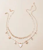 2 Pack Faux Pearl Charm Necklace Set | Buckle