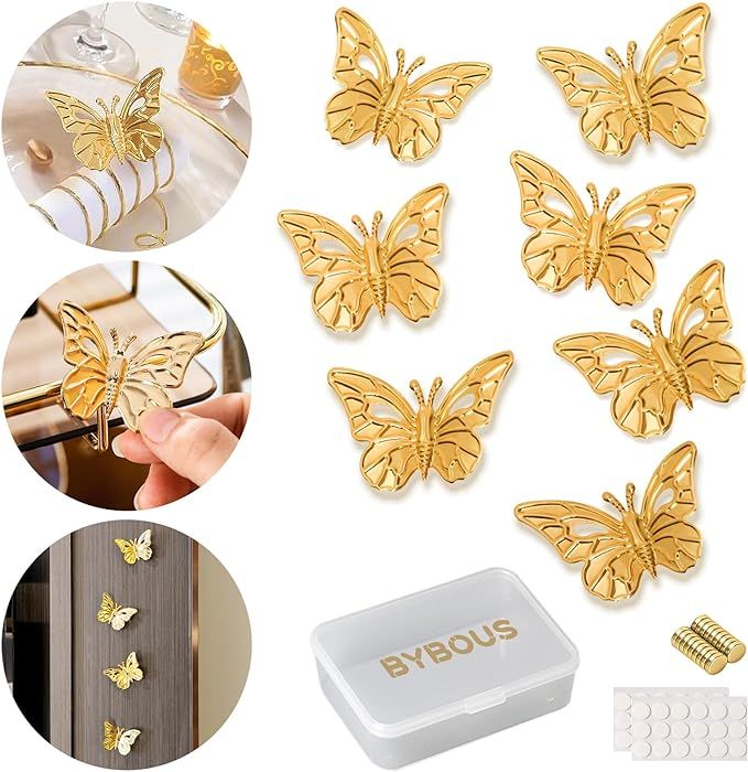 18Pcs Gold Butterfly Decoration, 3D Butterfly Wall Decals Removable Refrigerator Magnets Stickers... | Amazon (US)