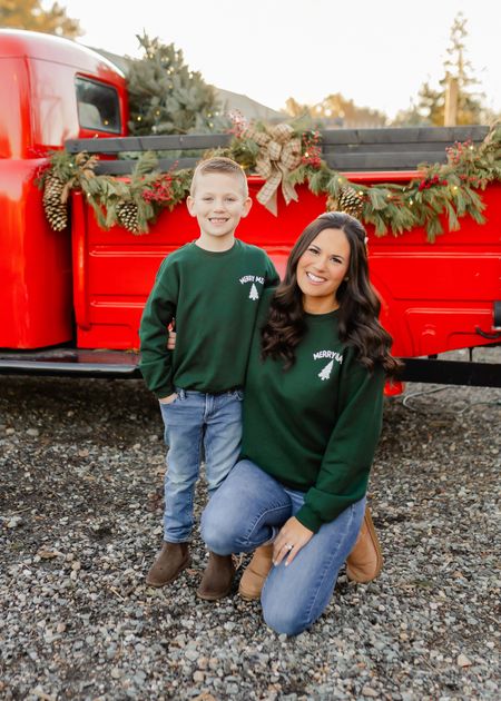 Matching outfits. Mommy and me outfits. Mother and son outfits. Matching Christmas outfits. Christmas sweatshirt. Holiday outfits. Matching holiday outfits. Matching sweatshirts. Boys Christmas outfit. 

These sweatshirts are from Smith & Saylor but I linked some similar options. 

#mommyandme #matchingoutfits #matchymatchy #holidayoutfits #christmasoutfits 

#LTKkids #LTKfamily #LTKHoliday