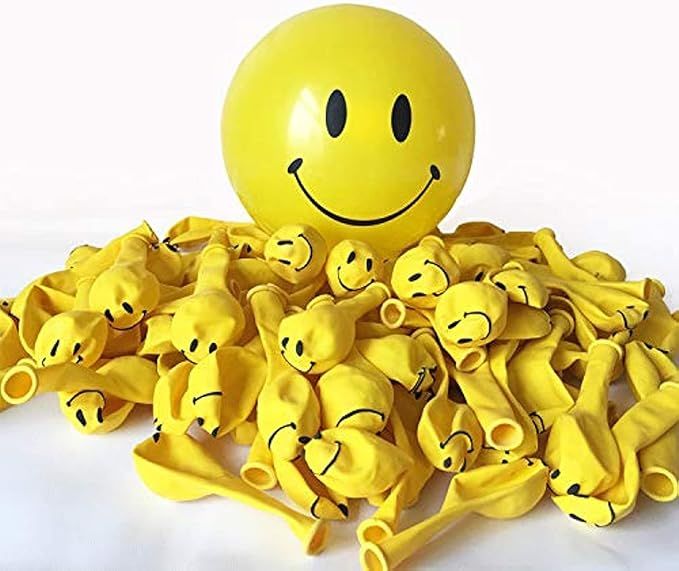 100pcs Smile Face Yellow 6 inch Balloons, 6 inch | Amazon (US)