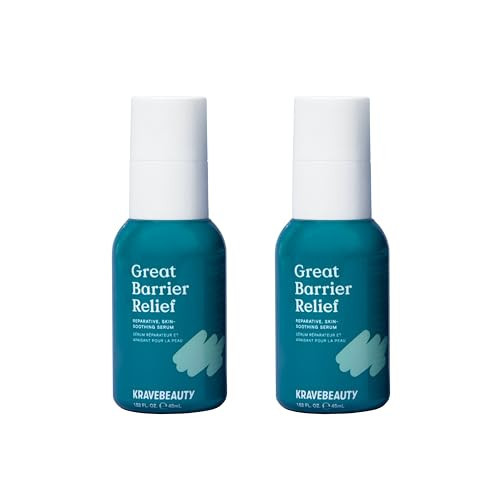 KraveBeauty Great Barrier Relief Duo, Soothing Skin Barrier Repair Serum, Contains Tamanu Oil to Soothe and Calm Redness, For All Skin Types, Vegan & Cruelty Free, 1.52 fl oz x2 | Amazon (US)