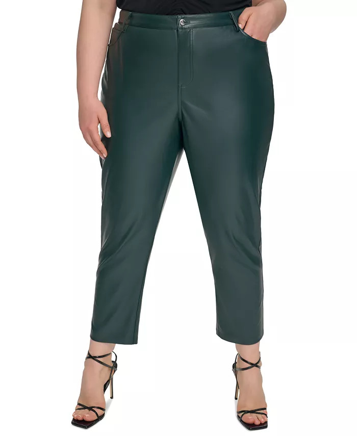 Plus Size Faux-Leather Straight-Leg Pants | Macy's Canada