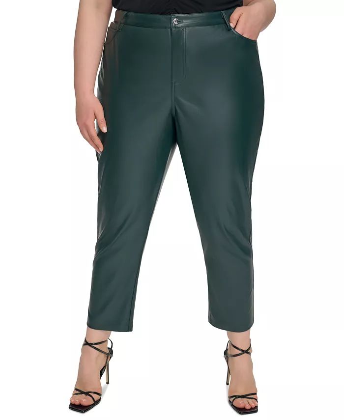 Plus Size Faux-Leather Straight-Leg Pants | Macy's Canada