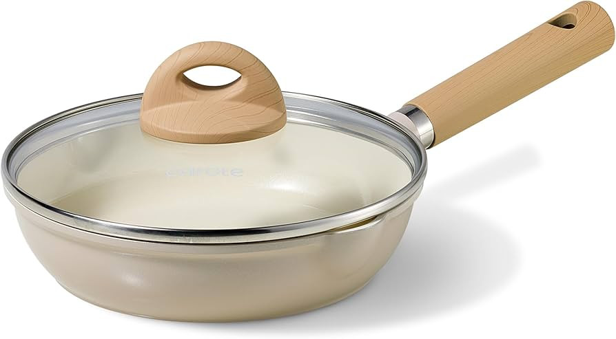 CAROTE 8" Ceramic Frying Pan with Lid, Non Stick Frying Pan Skillet Chef's Pan, Healthy & PFOA/PF... | Amazon (US)