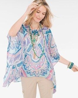 Chico's Pastel Ikat Linen Poncho | Chico's