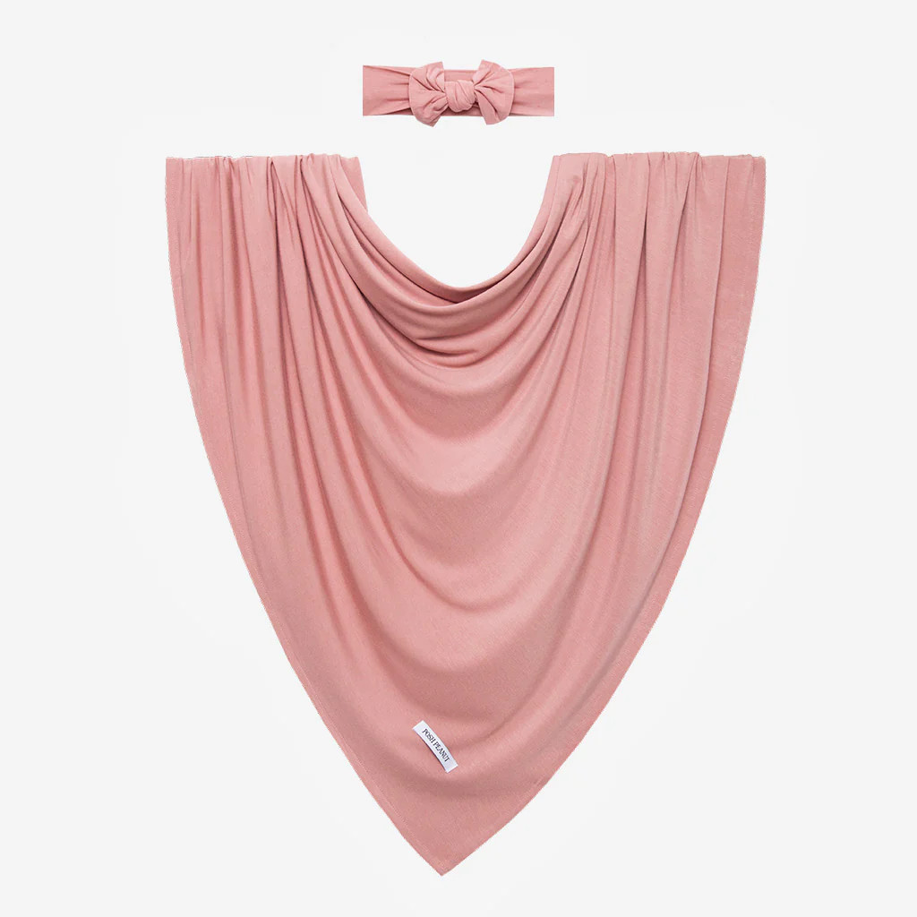 Swaddle & Headband Set | Dusty Rose | Baby Girl Swaddle | Posh Peanut
