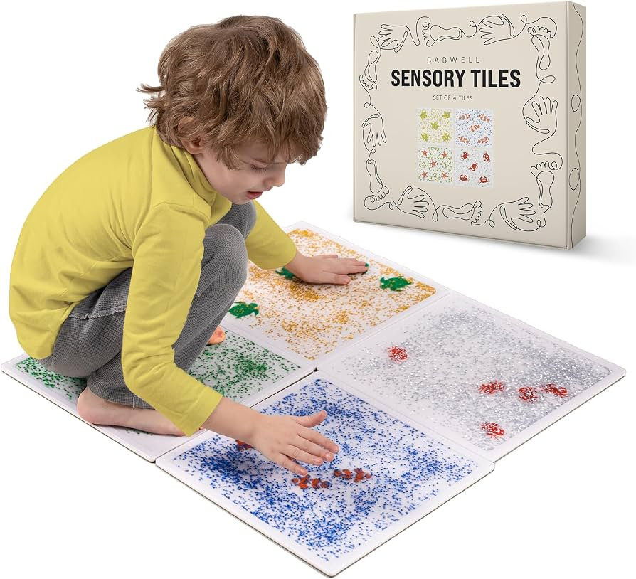 Sensory Floor Tiles for Autism - 4 Liquid Gel Filled Mats - Sensory Room Must Haves OT Lava Squar... | Amazon (US)