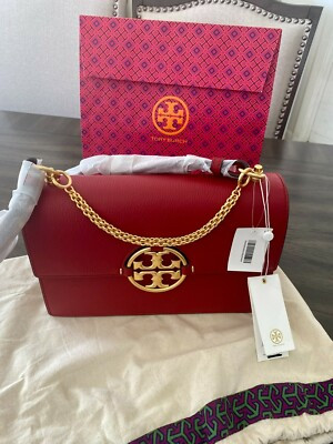 Tory Burch Miller Logo Plaque Shoulder Bag Red $598.   | eBay | eBay US