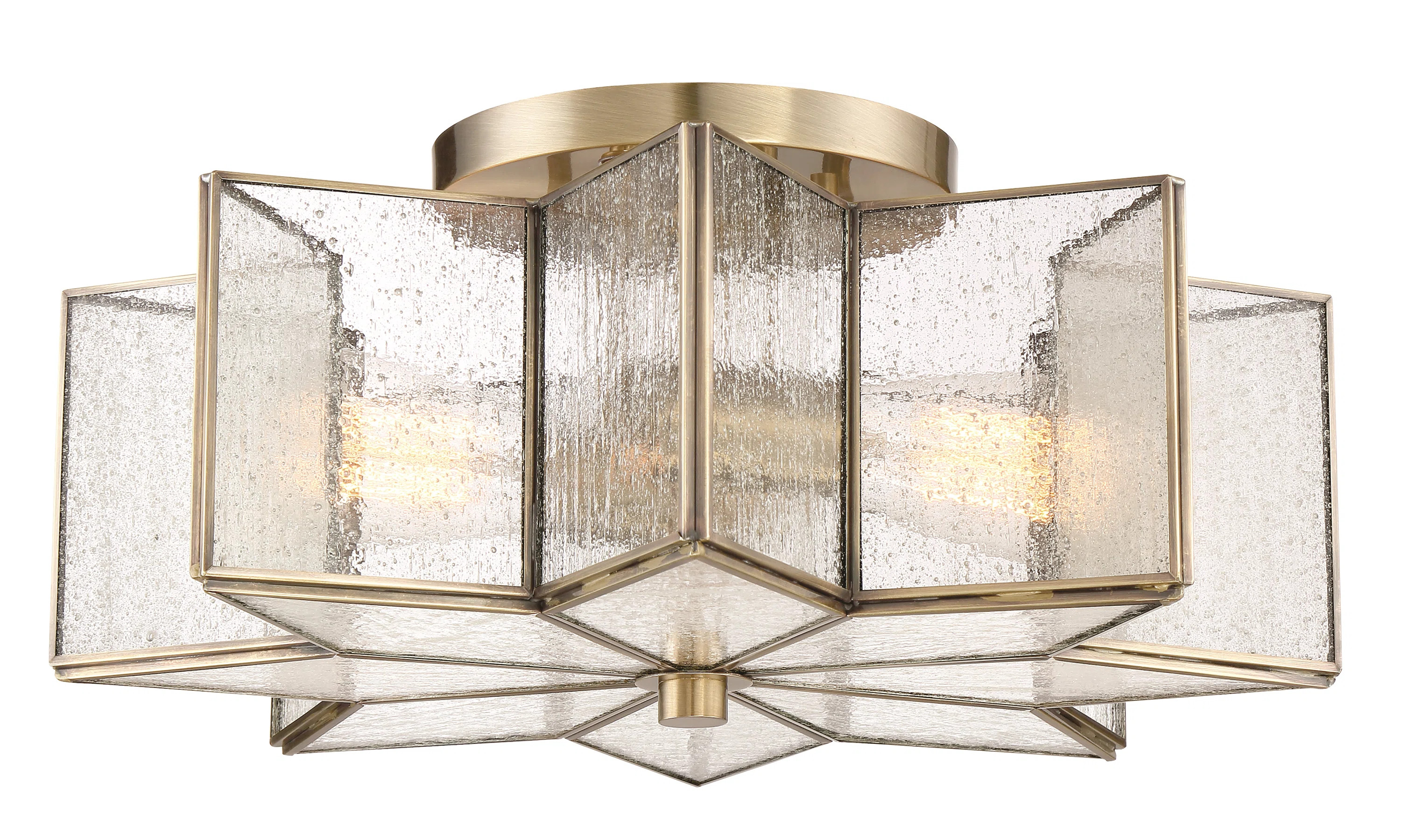 Meridian 2-Light Ceiling Light in Natural Brass | Wayfair North America