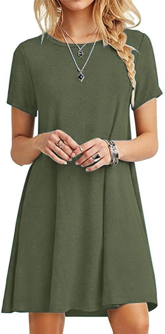 MOLERANI Women's Casual Plain Simple T-Shirt Loose Dress | Amazon (US)