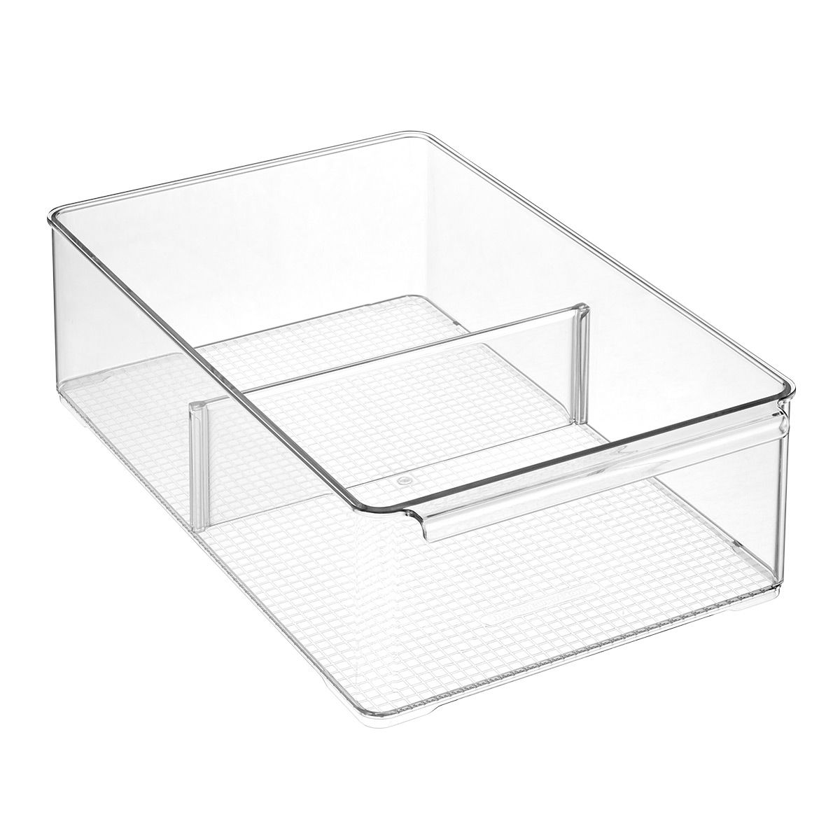 Everything Organizer Wide Fridge Bin w/ Divider Clear | The Container Store